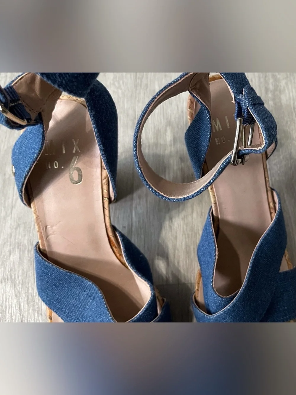Denim Blue Cork Platform Sandals Festival Boho Chic Y2K Fairy Vacation